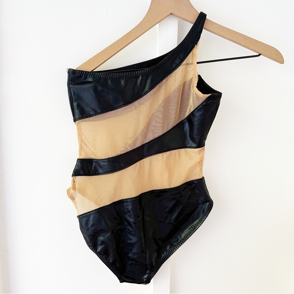 NORMA KAMALI black foil Snake Mesh Stripe One Piece Swimsuit - Picture 5 of 6